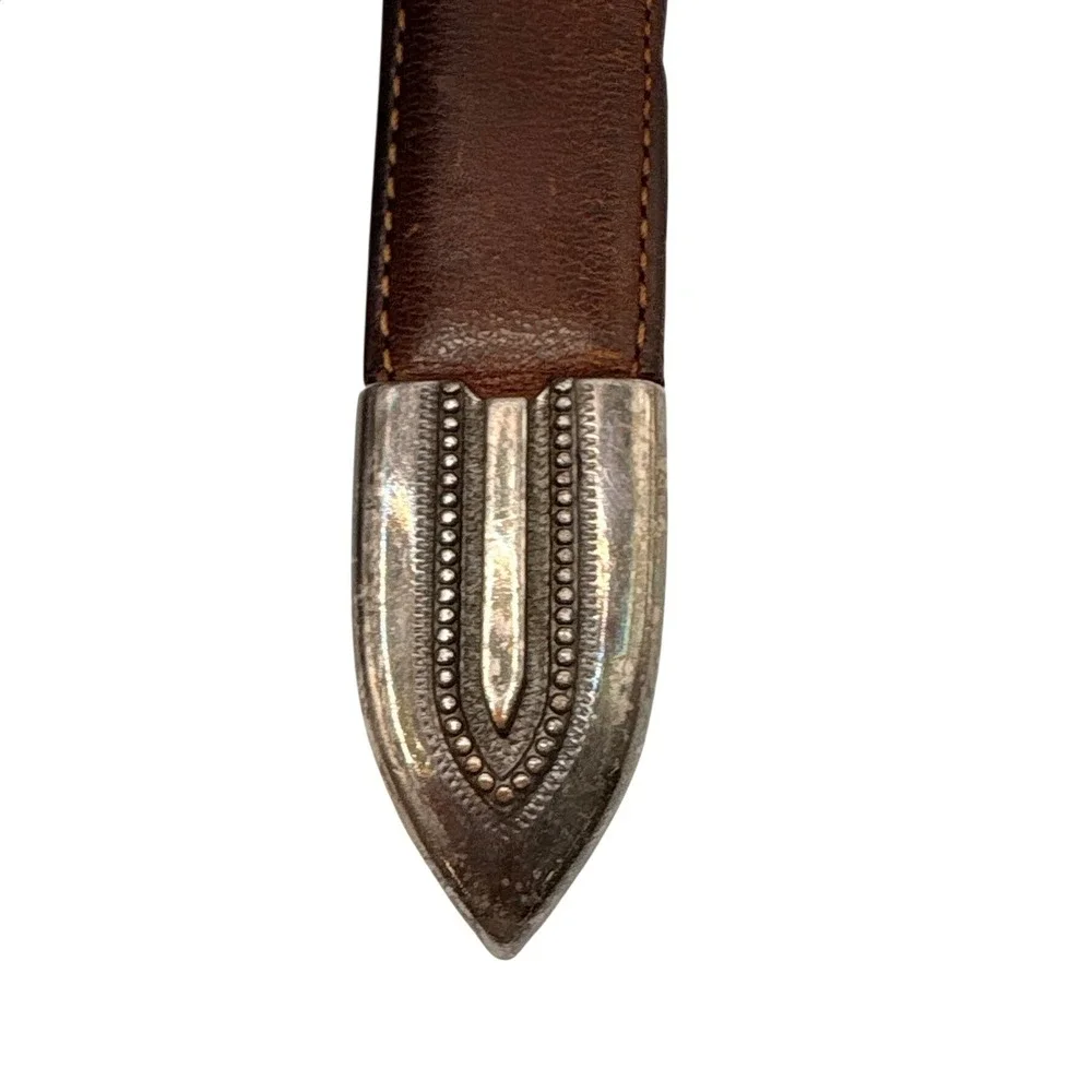 Vintage Onyx by Brighton Leather Belt Mens 42 Brown Golf Concho Braided‎ Western
